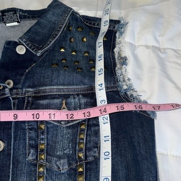 London Jean Womens Studded Denim Vest Sleeveless Button-Up Jacket Size S - Picture 7 of 8